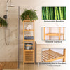 140cm Tall Bathroom Cabinet Freestanding Storage Unit w/ 3 Shelves Slim Cupboard