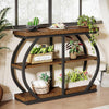 104cm Console Table, Industrial 3-Tier Entryway Table with Arched Metal Frame