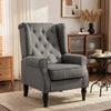 Retro Accent Chair Wingback Armchair with Wood Frame for Living Room Dark Grey