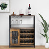 Modern 3Tier Bar Cabinet with Removable Rack & Mesh Door,Adjustable Shelves