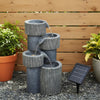 Stone Effect Fountain Solar Power LED Light Patio Water Feature Statues Outdoor