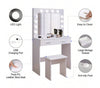 LED Light Vanity Dressing Table Set Bedroom Makeup Desk With Mirror Drawer Stool