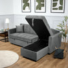 Milo Grey Corner Sofa Bed with Storage Velvet Pull Out Bed Left or Right Chaise