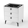 LED Bedside Table with 3 Drawers Wireless Charging Side Cabinet Nightstand Eusjr