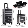 Rolling Makeup Train Case 4 in 1 Cosmetic Trolley Case on Wheels Beauty Storage