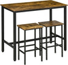 Industrial Bar Table 2 Stools Set Counter Height Dining Furniture Rustic Brown