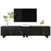 TV Stand Cabinet 180cm Black Matte TV Unit w/ Storage Drawers, Solid Wood Legs