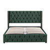 Ottoman Storage Double Bed Frame, 4FT6 Plush Velvet Fabric Bed With Headboard