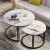 Coffee Table Set of 2 Nesting Accent TablesWhite Marble Top Stacking Side Desk
