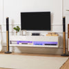 Floating TV Unit Stand, Wall Mount TV Cabinet with Storage LED Lights