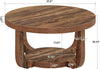 Round Coffee Table, 2-Tier Wooden Circle Center Coffee Table with Thick Tabletop