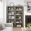 5 Tier Farmhouse Bookcase,Wooden Open Bookshelf Display Storage,Gray/Brown/White