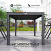 Outdoor Dining Table with Glass Top Aluminium Frame for Balcony, Patio, Grey