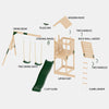 Garden Wooden Outdoor Playset Swing Set with Slide, Climbing Ladder, Telescope