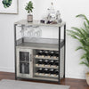 36" Tall Bar Rack Cabinet,Adjustable Shelves&Glass Cup Holder,for Kitchen