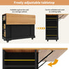 Rolling Kitchen Island on Wheels Storage Trolley w/ Large Cabinet Cupboard Black