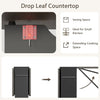Folding Dining Table w/ Drop Leaf, Space Saving Kitchen Table w/ Storage Shelves