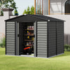 Grey Wood Grain Metal Garden Shed 8x7ft Outdoor Storage House with Foundation