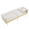 Modern Velvet Sofa Bed 2 Seater Click Clack Sofa Settee Recliner Couch White