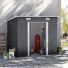 4x8 FT Flat Roof Steel Storage Shed, Pre-drilled Steel Panels, Outdoor Tool Shed