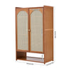 Bamboo 2-Door Shoe Storage Cabinet Rattan Doors Entryway Organizer Shoe Shelves
