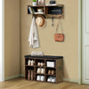 Hall Tree with Padded Seat, Coat Rack & 9 Storage Cubbies,Shoe Storage Bench
