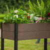 Raised Garden Bed Elevated Planter Box w/ Drainage Holes & Shelf, HDPE,85cm High