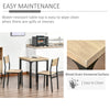 3 Pcs Compact Dining Table 2 Chairs Set Wooden Metal Legs, Light Wood Grain