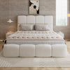 Upholstered Hydraulic Storage Bed Double 4ft6 with Velvet Headboard 135x190 cm
