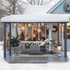 Aluminium Lean-To Gazebo, Wall-Mounted Hardtop Roof Pergola for Garden & Patio
