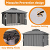 Outdoor Patio Gazebo Pavilion Canopy Double Roof w/LED Light & Bluetooth Speaker