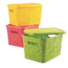 Large Lace Plastic Storage Box Lid Basket Container Kitchen Home Office 5.5 Ltr