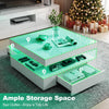 High Gloss LED Coffee Table With 2 Drawers Modern 2 Tier Square Centre Table