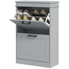 Slim Shoe Storage Cabinet with 2 Flip Drawers for Entryway, Grey