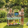Mud Kitchen with Stove, Faucet, Storage Shelves, Flower Pots, Accessories, Blue