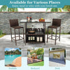 3 Piece Rattan Bar Height Table Patio Wicker Garden Bar Set Storage Shelf