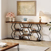 180CM Console Sofa Table with 6 Storage Shelves, Industrial Entryway Couch Table