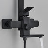 Black EXposed Bathroom Shower Mixer Twin Head Large Bar Set Square Valve System