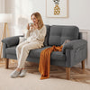 2-Seater Sofa Small Fabric Couch Armrest Side Pocket Modern Living Room