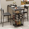 3 PCS Dining Table Set 2 Upholstered Chairs with Storage Shelves for Space