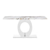 Halo High Gloss Dining Table In White And Milo Marble Effect