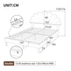 DOUBLE BED 135X190 CM VELVET UPHOLSTERED PLATFORM BED FRAME WITH HEADBOARD BEIGE