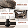 Round Side Table with Charging Station 3-Tiers Wooden Sofa Table Bedside Table