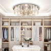 Round Crystal Chandelier Flush Mount LED Ceiling Light Fixture Lamp Color Adjust