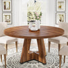 Modern Round Dining Table for 4-6 People,120cm Kitchen Dining Table w/ Wood Base