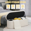 45.5" White Teddy Velvet Long Storage Bench Ottoman Upholstered End of Bed Stool