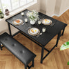 Dining Set for 4 Wood Top Table and 2 PU Leather Upholstered Bench Small Kitchen