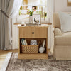 Fluted Nightstand with Drawer,Wood End Table,Bedside Storage Cabinet for Bedroom