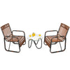 3 PCS Patio Rattan Wicker Rocking Bistro Set W/ Glass Table & Adjustable Feet