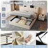KING 5FT OTTOMAN STORAGE UPHOLSTERED BED FRAME WITH HEADBOARD & LED LIGHTS BEIGE